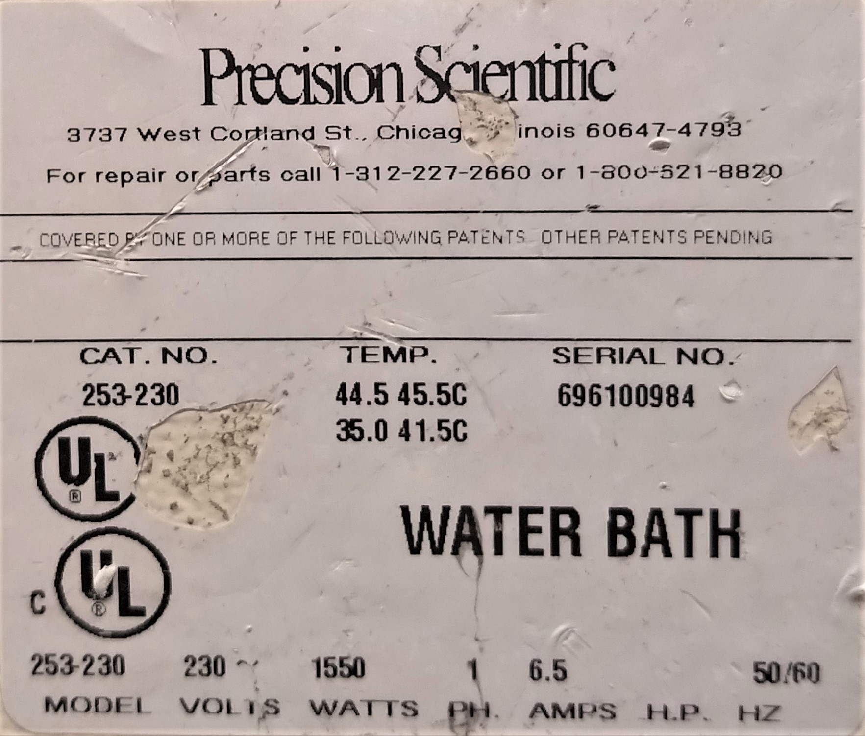Used Precision 253 (2863) Coliform Bath with Gabled Lid - 34.5L