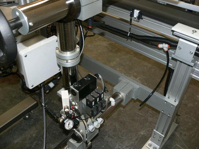 Used Accraply Pressure sensitive Side Labeler MSNO6799 w/ Dorner 2200 Conveyor