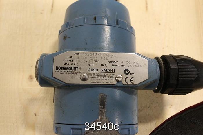 Used Rosemount Pressure Transmitter, 2090PG2S22G1E5M5 #34540