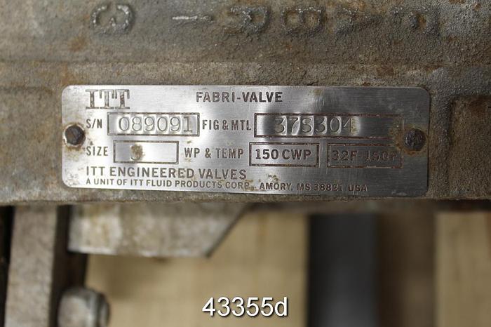 Used 3" Hand Operated Knife Gate Valve #43355