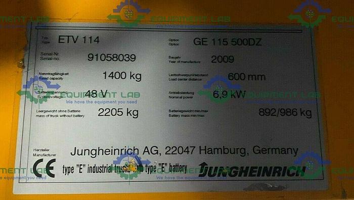 Used Jungheinrich  ETV 114 Electric Reach Truck Forklift 1150 Hours w/ Charger
