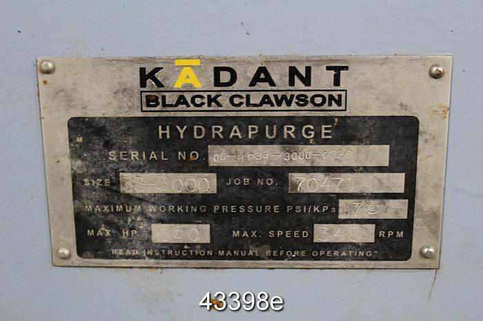 Used Black Clawson Hydrapurge, Model HP33-3000, 3/8" Holes #43398