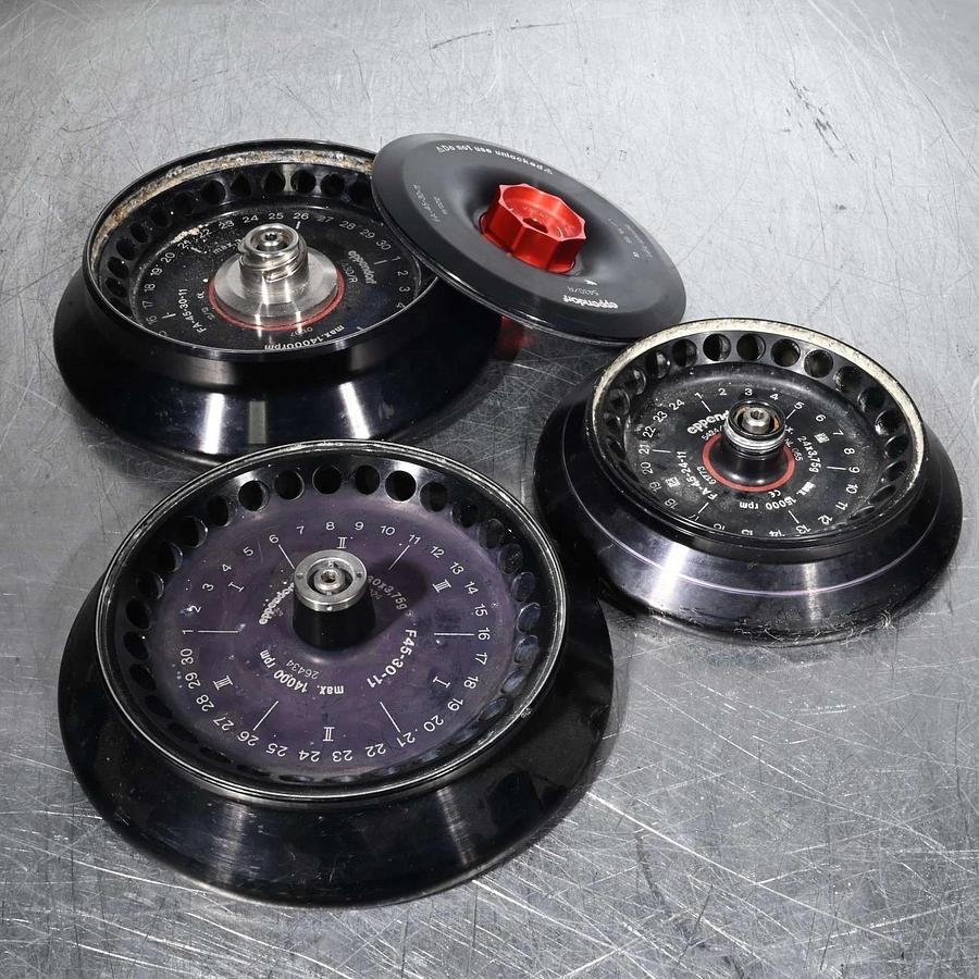 Used Eppendorf FA-45-24-11/F45-30-11/FA-45-30-11 Centrifuge Rotors w/FA-45-30-11 Lid