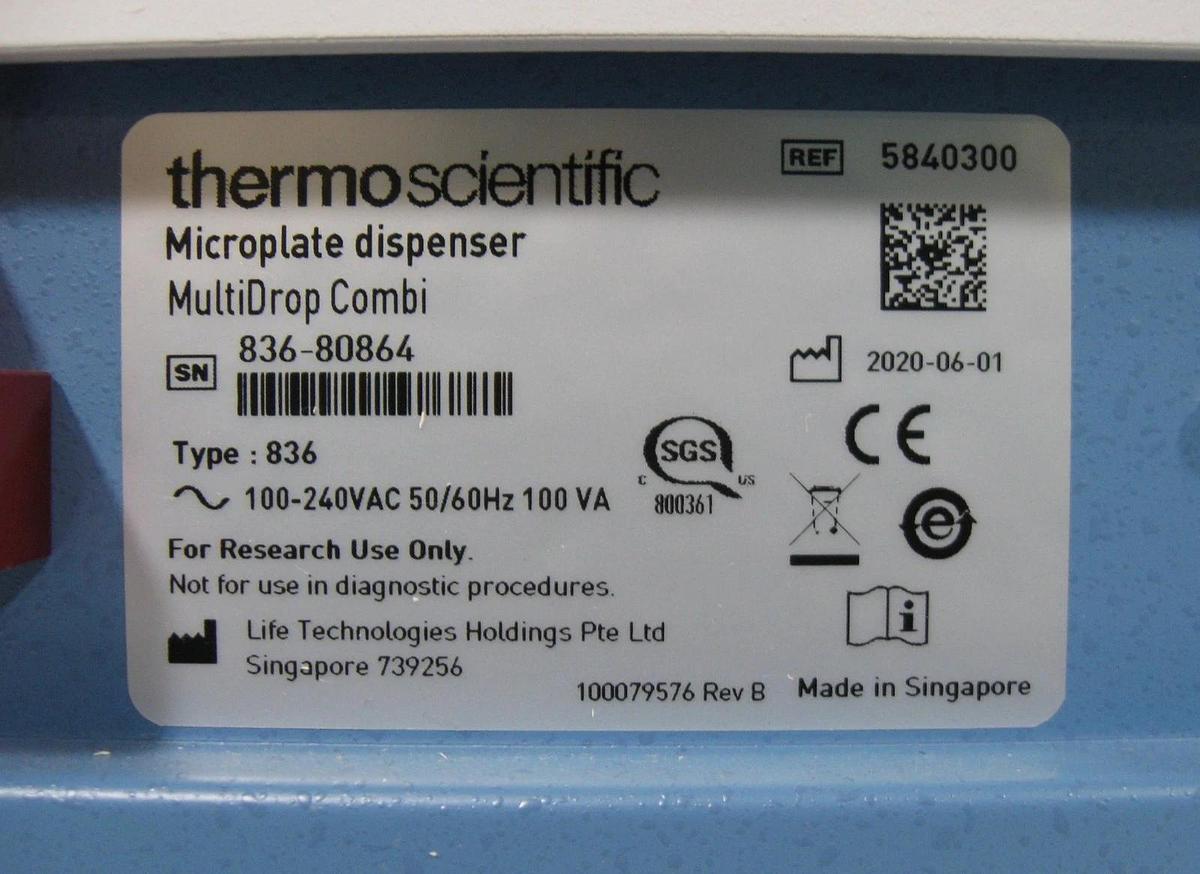 Used Thermo Scientific 836 MultiDrop Combi+  Microplate Reagent Dispenser + Warranty