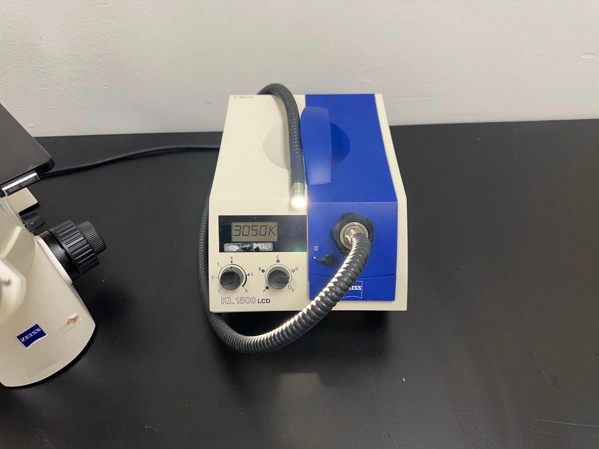 Used Zeiss Primo Vert Inverted Microscope w/ (4) Objectives 5X 10X 20X 40X & KL 1500