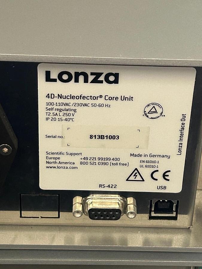 Used Lonza 4D Nucleofector Nucleofection Transfection System Core Unit & X Unit