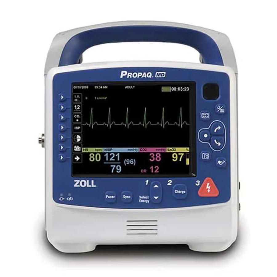 Used ZOLL ProPaq MD Monitor -Config: 12-Lead ECG, Masimo SPO2, NIBP, CO2, AED, Pacing
