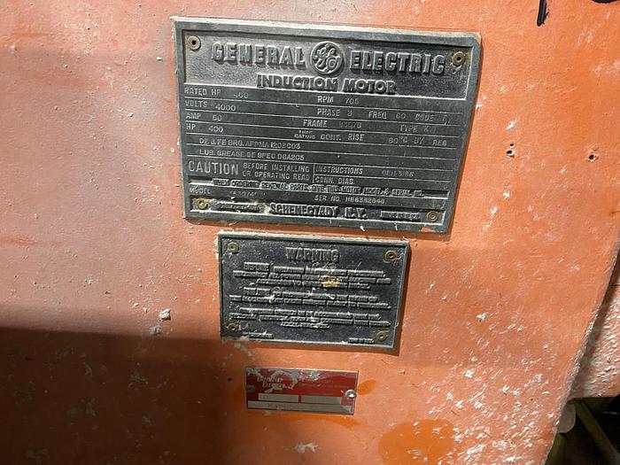 Used 400 HP GENERAL ELECTRIC REFINER MOTOR