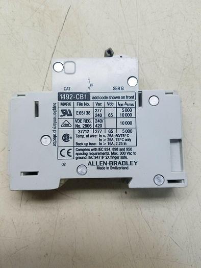 Used Allen Bradley 1492-CB1 G070 1P 7A 277V Ser B Circuit Breaker