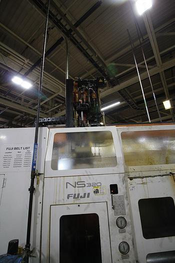 Used FUJI ANS-320TTS TWIN TURRET CNC LATHE WITH ROBOT LOAD/UNLOAD AND STOCKER TABLES