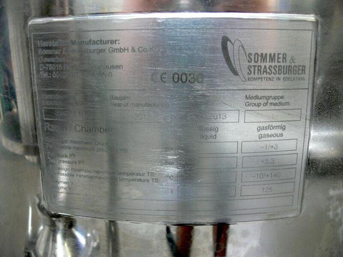 Used Sommer & Strassburger 125L Pressure Vessel / Reactor on Rolling Cart