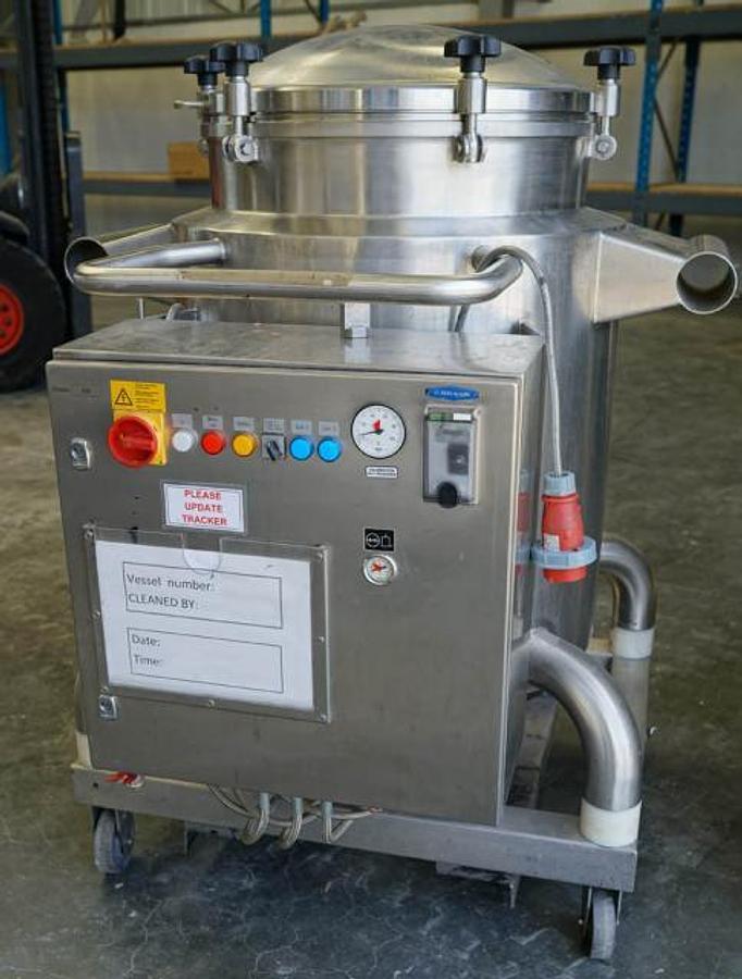 Used KUGLER mobile vessel, approx 225 litre gross capacity