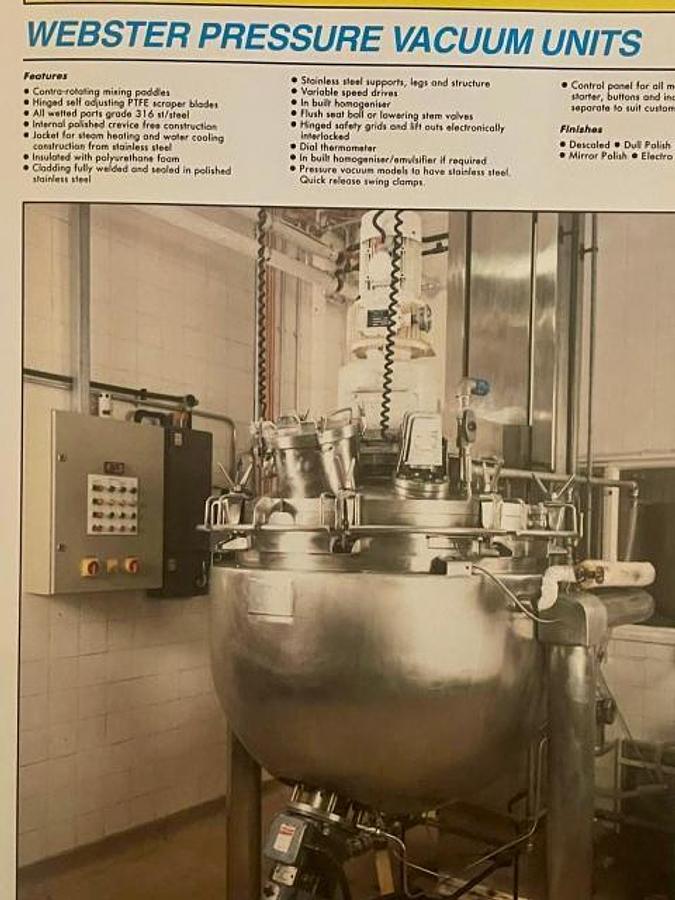 Used Ref 4521 Websters 1000L contra blend process vessel