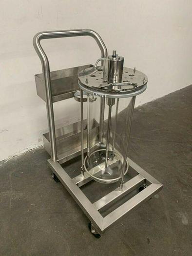 Used Applikon 30 Liter Glass Reactor w/ Stainless Steel Rolling Cart