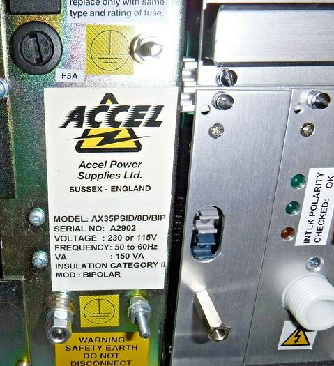Used ACCEL FIB Model AX35PSID/8DBIP Interlock Polarity Power Supply (115/230V)