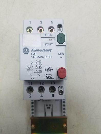 Used Allen Bradley Manual Motor Starter 140-MN-0100, 140-DC1, 140-A01.