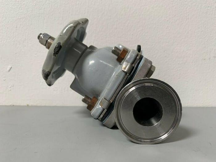 Used ITT Grinnell Stainless Steel Diaphragm Valve w/ 1" Sanitary Fitting