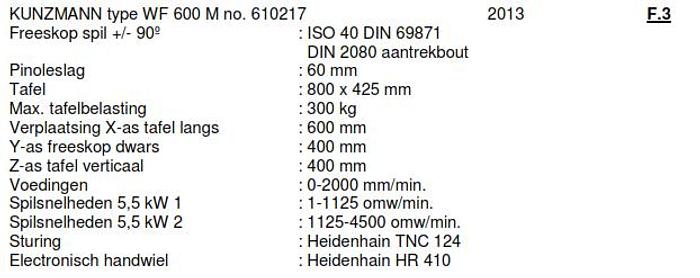 Gebruikt Kunzmann WF 600 M