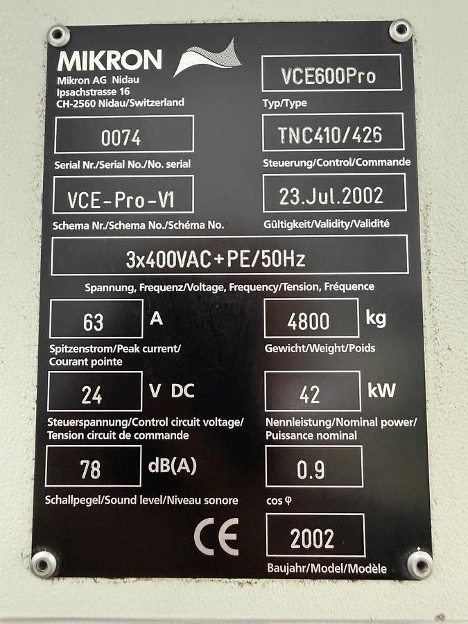Gebruikt MIKRON VCE-600 Pro