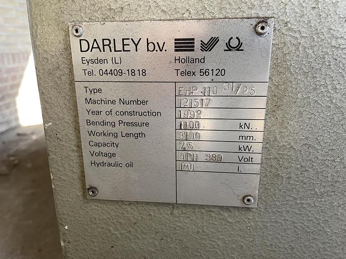 Gebruikt 1992 Darley kantbank EHP 110 31/25