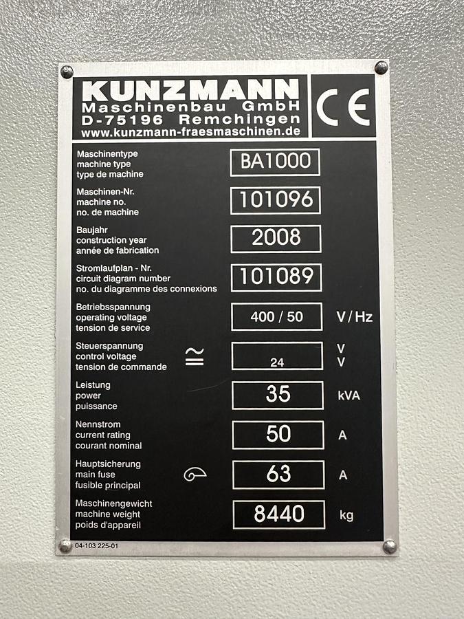 Gebruikt KUNZMANN BA 1000