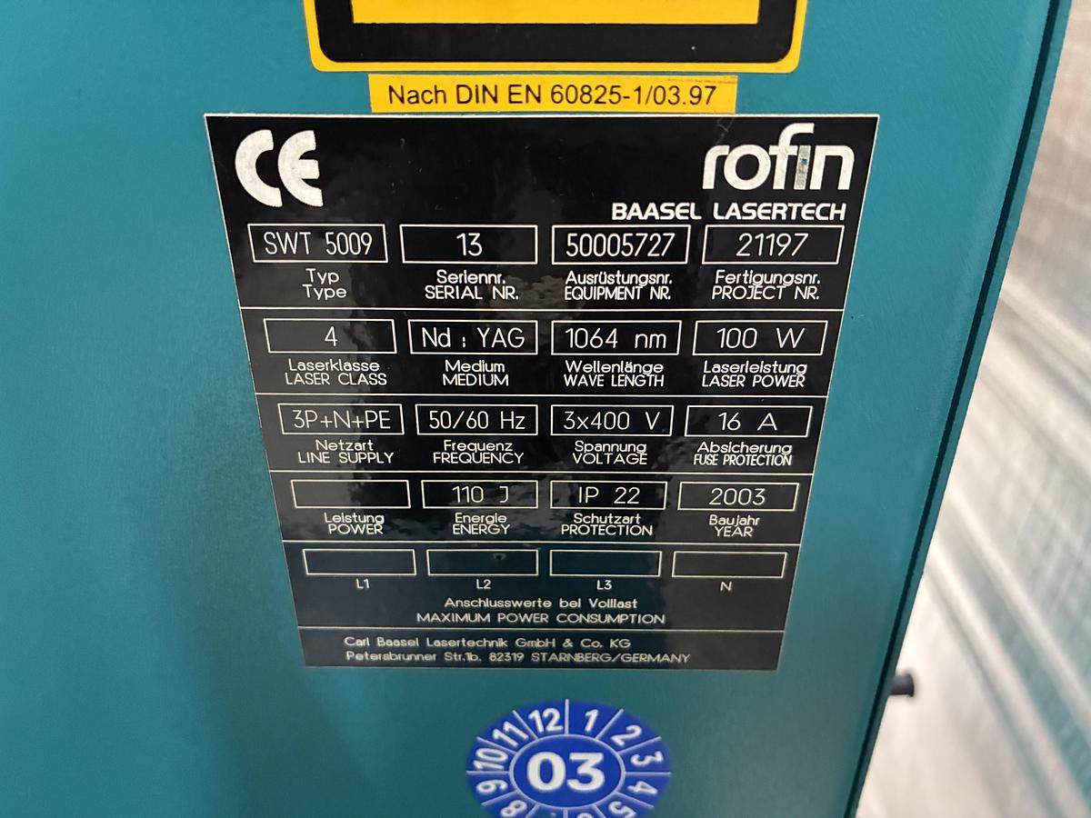Gebruikt Rofin laser-graveer SWT 5009