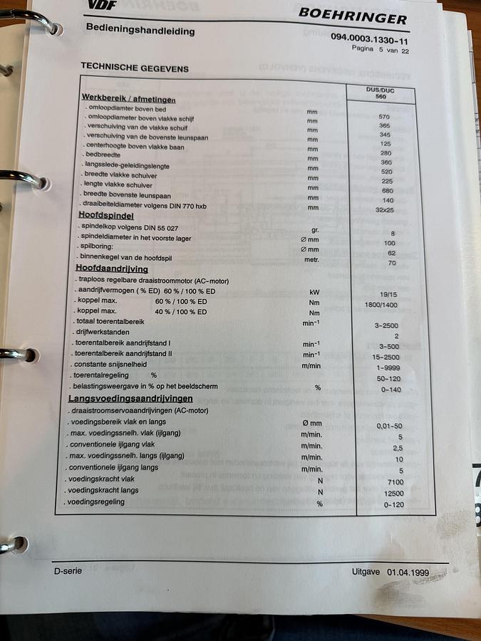 Gebruikt VDF BOEHRINGER DUS 560 Ti