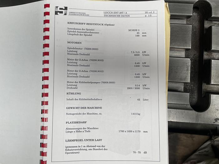 Gebruikt 1994 Schaublin 125-CCN