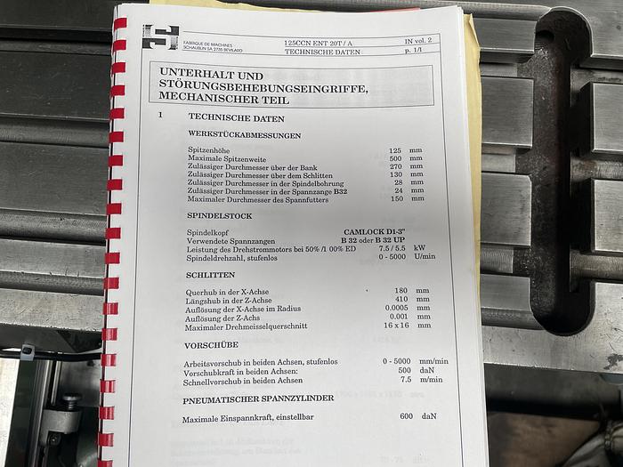 Gebruikt 1994 Schaublin 125-CCN