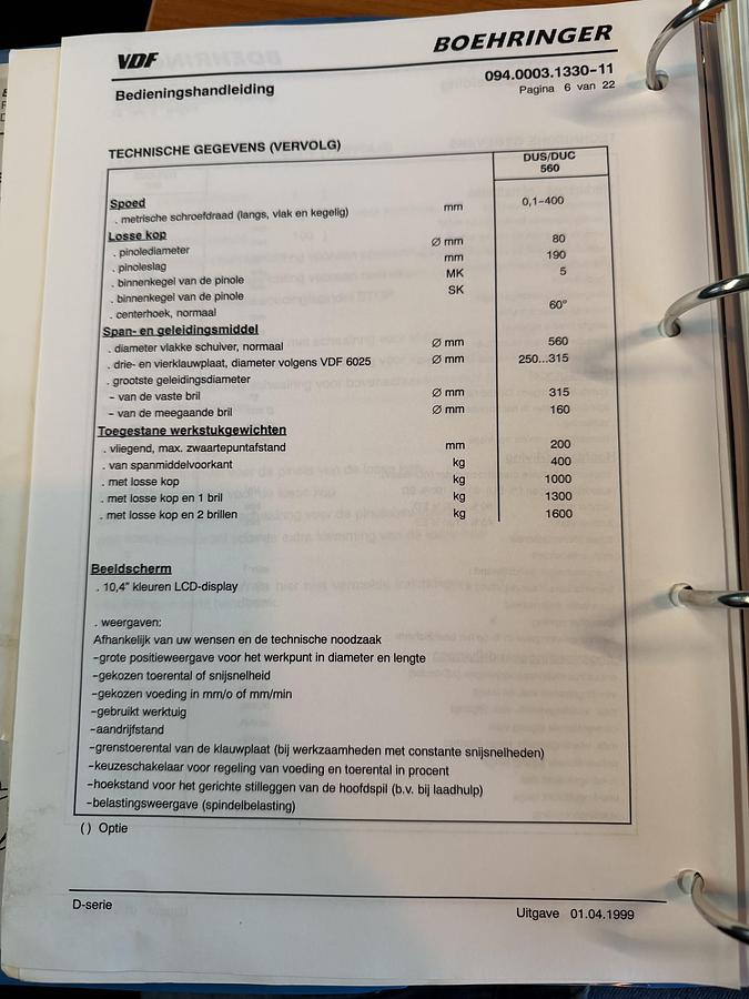 Gebruikt VDF BOEHRINGER DUS 560 Ti