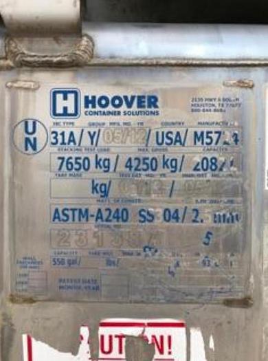 Used 550 Gallon Hoover Totes