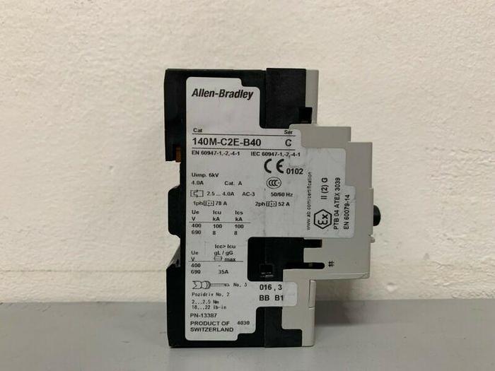 Used Allen-Bradley 140M-C2E Standard Magnetic Motor Protector Circuit Breaker