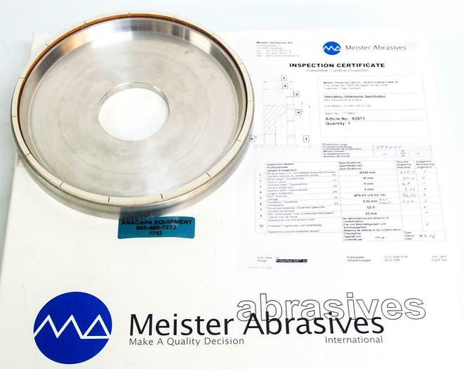 Used Meister Abrasives D32-8500-L-12-240-100-V1-39 Grinding Wheel for Silicon (7752)W