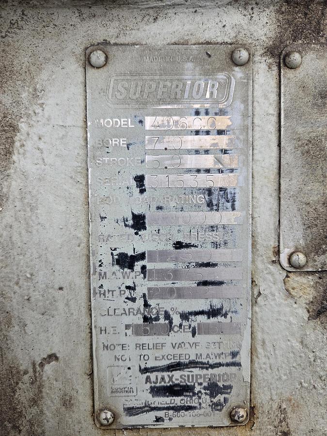 Used White Superior Model Ram 54 Frame S/N: 328,950 Size 7 X 7 X 5.5 X 5.5 x 5" Stroke