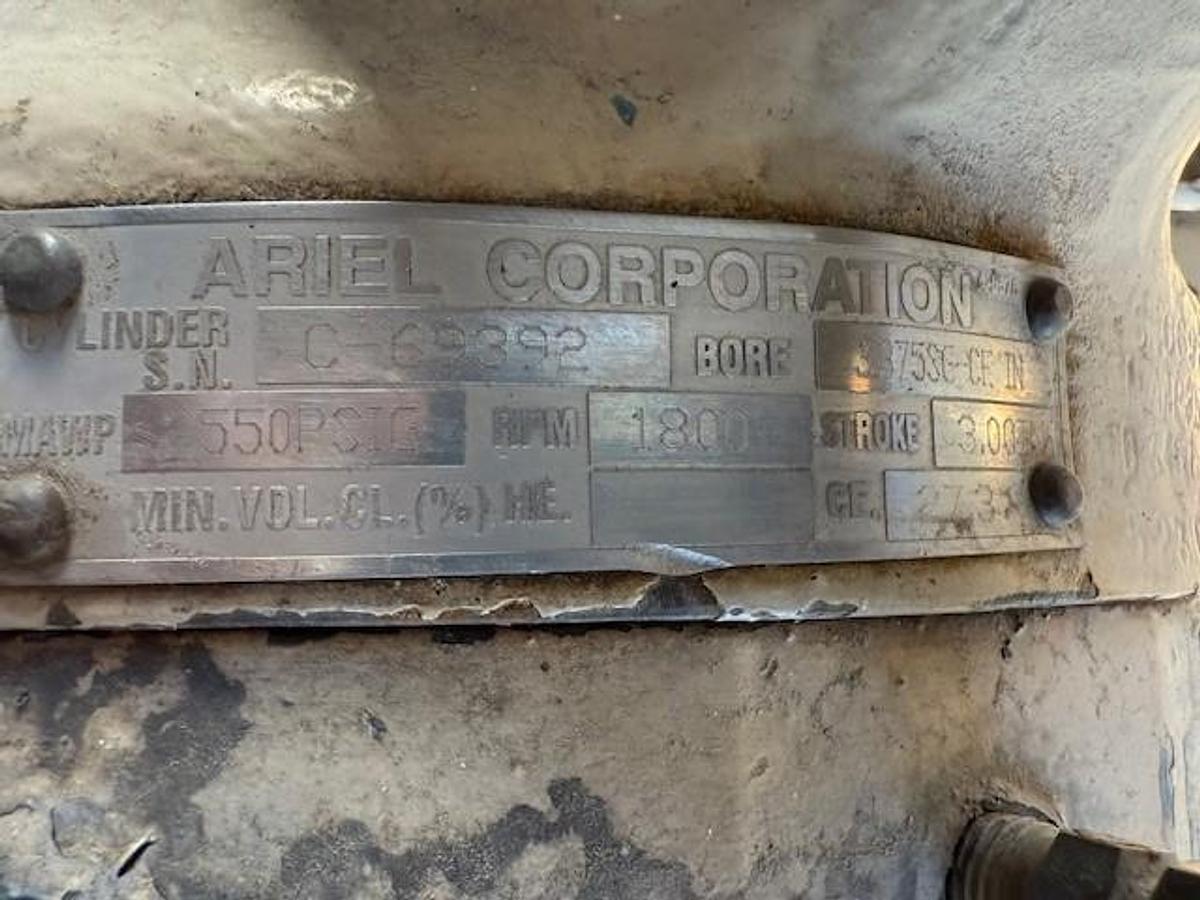 Used 600 HP / Ariel JGA-4 SN F-21749 Four Stage CNG Compressor Package Size 6.125” x 4.125” x 3.375” x 3.375” x 1.75” x 1.75” with ACE E721 Cooler