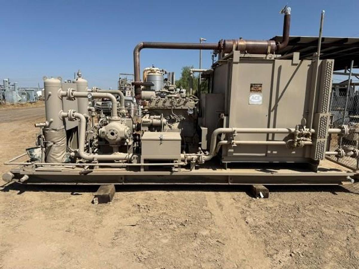 Used CAT G3306NA / Ariel JGP-2 Two Stage Compressor Package Size 7.5” x 4.75” with ACE J25 Cooler SN F-13929
