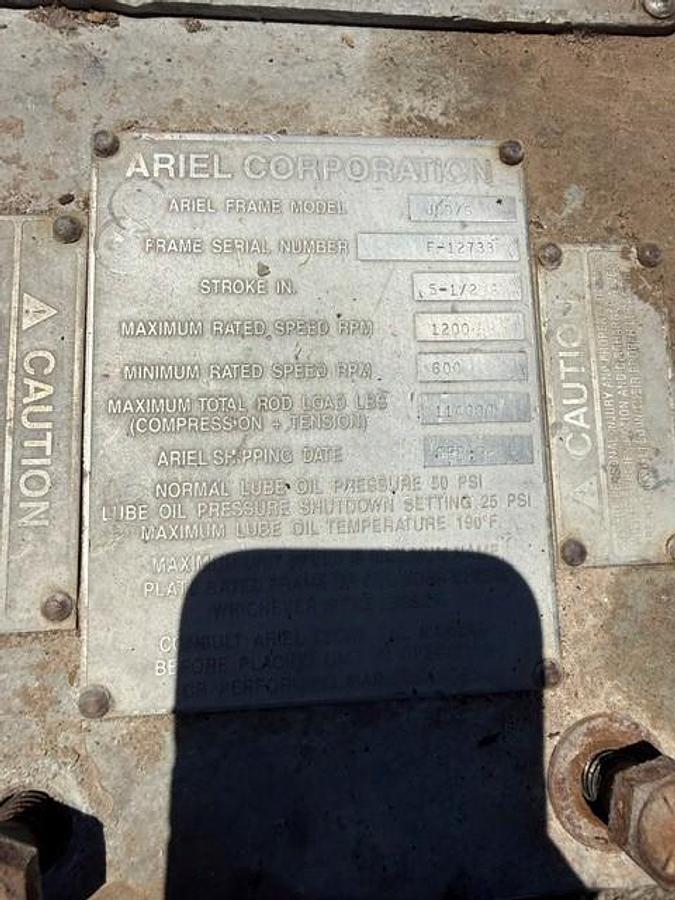 Used Ariel JGD-6 Compressor Frame SN F-12733