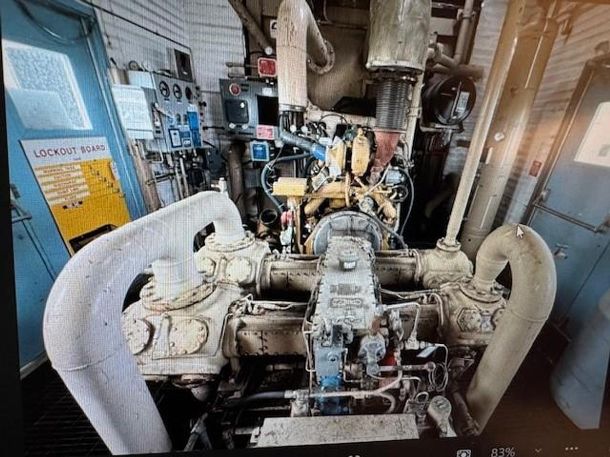 Used CAT Gas Compressor PackageModel G3408TA S/N 6NB01289 Ariel Model JGA-4-3 Stage S/N F-14205 Size 8 7/8 x 8 7/8 x 6.5 x 4.125 x 3” Stroke