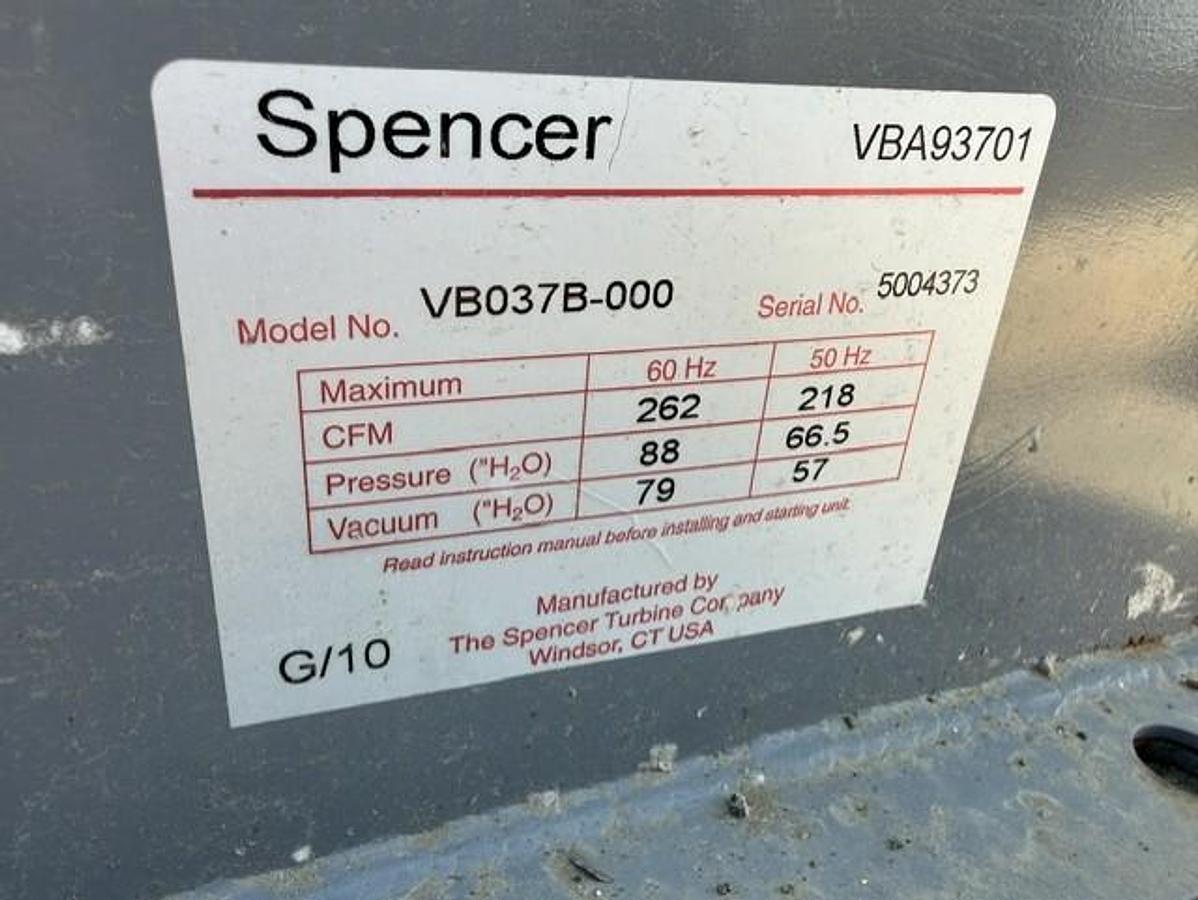 Used Spencer Vortex Blowers Model VB037B-000
