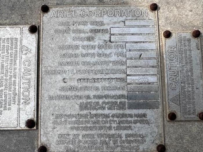 Used Ariel JGJ-4 / Cat G3508LE Three stage Compressor Package - Size 13.5” x 13.5” x 9.75” x 5.5” - Less Engine Only - Unit # 143