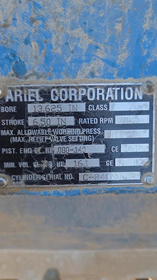 Used Ariel 13.625” JGC 815 # Cylinder SN C-84070