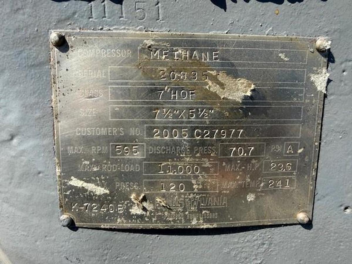 Used Cooper Pennsylvania HOF-2 7” Stroke Compressor Frame SN 20835