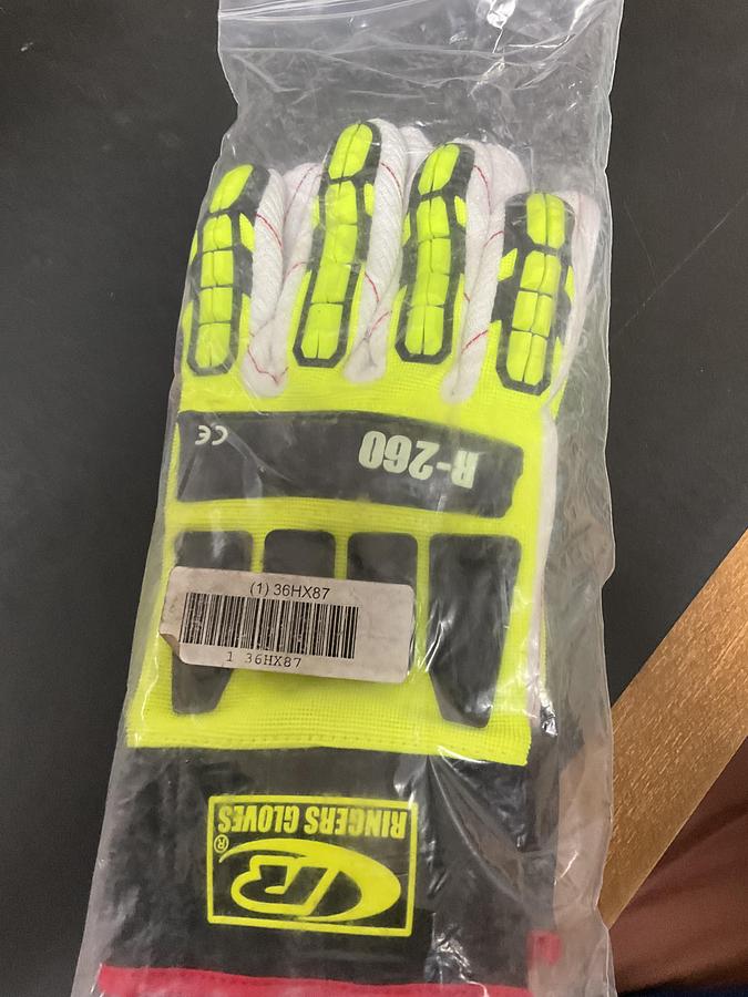 RINGERS GLOVES Mechanics Gloves: M ( 9 ), Riggers Glove, Cotton Corded, ANSI Cut Level A2, TPR, 1 PR
