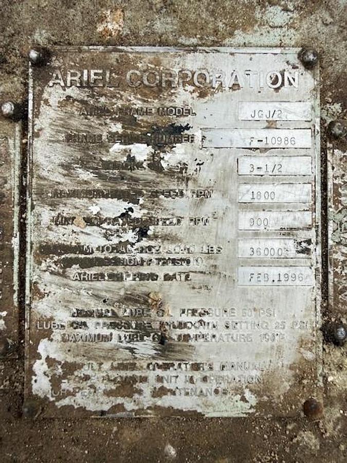 Used Ariel JGJ-2 Compressor Frame SN F-10986 with 13" x 13" cylinders