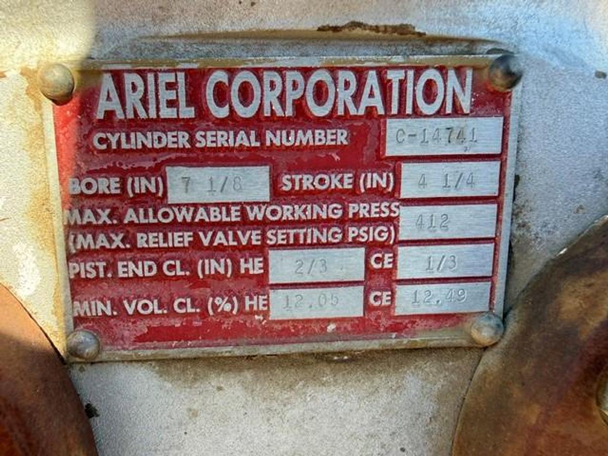 Used Ariel JGW-2 Compressor Frame SN F-6153 with 7.125” x 6” x 3.875” Cylinders 