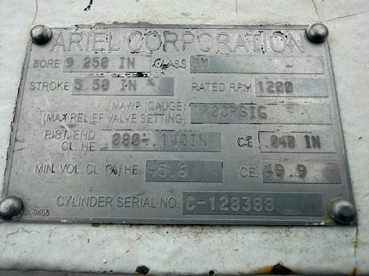 Used Ariel JGD-2 Compressor Frame SN F-37084 with (2) 9.25” DM 1700