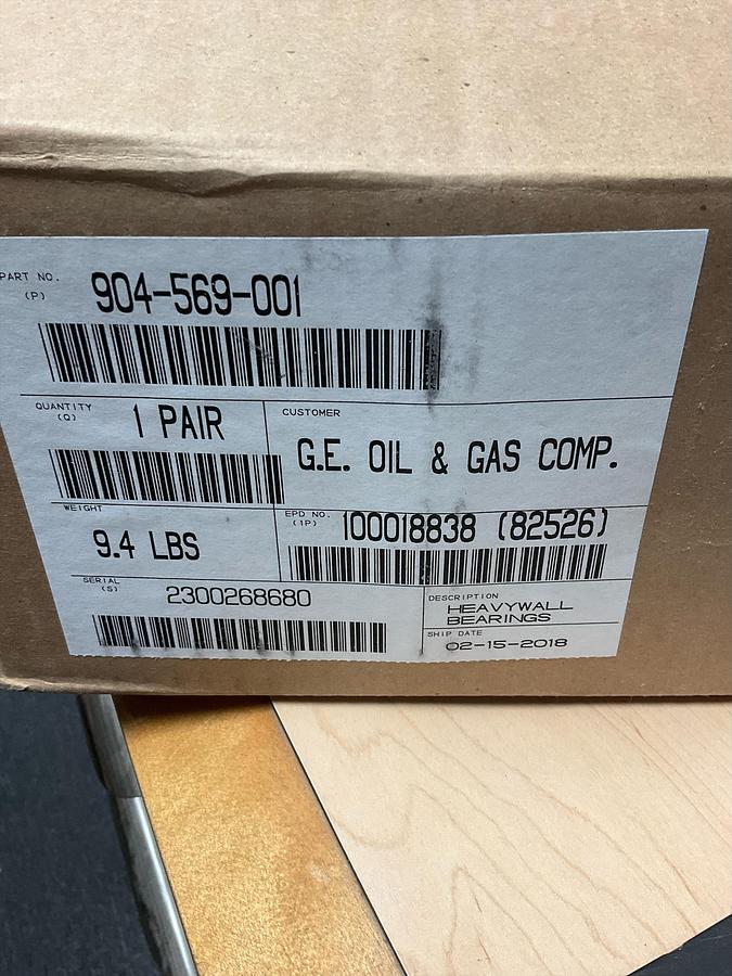 G.E. OIL & GAS COMP HEAVYWALL BEARINGS PN: 904-569-001