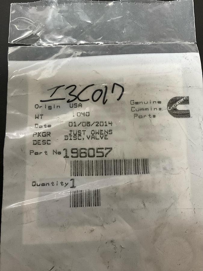 Cummins Valve Disc PN: 196057