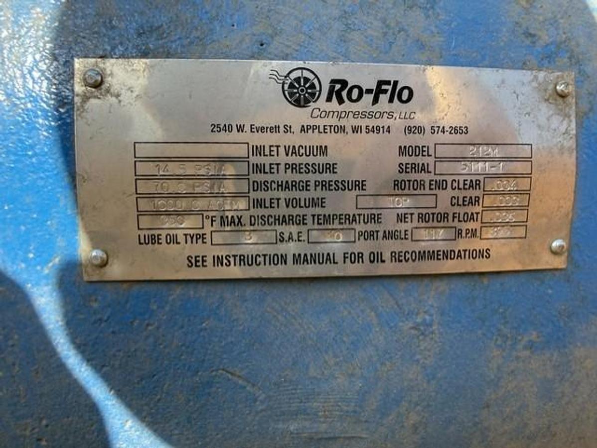 Used AC Ro-Flo 212M Rotary Vane Compressor SN 5111-1