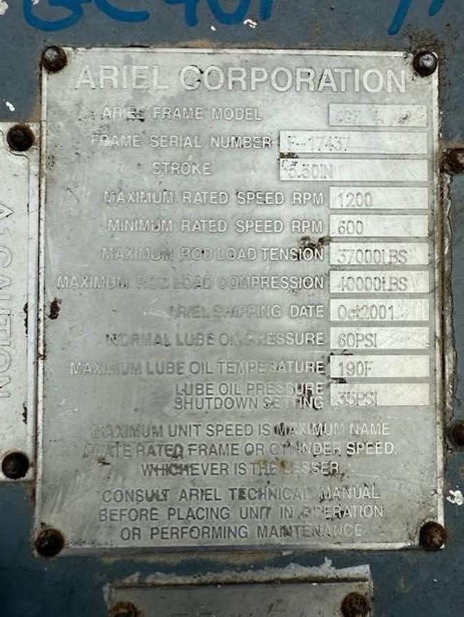 Used Waukesha L7044GSI / Ariel JGK-4 Three Stage Compressor Package SN F-17437 Size 13.625" x 13.625" x 9.625" x 6.75" with 156EH Cooler